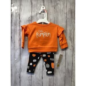 Responsible Style Baby Orange Pumpkin Print Sweatshirt & Leggings Set NB NWT